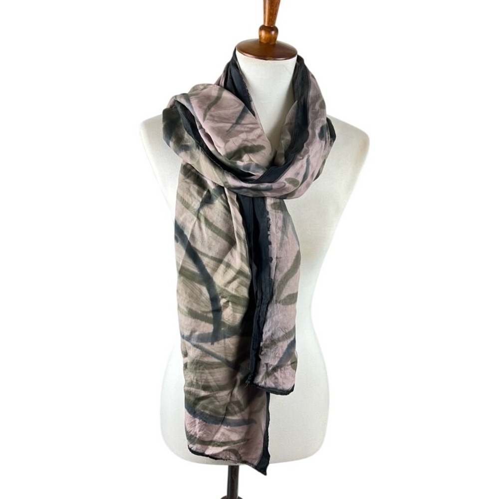 Hand-Painted Silk-Like Scarf - Unique Artistic Design